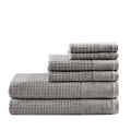 Cotton Waffle Jacquard Antimicrobial Bath Towel 6 Piece Set Charcoal Cotton