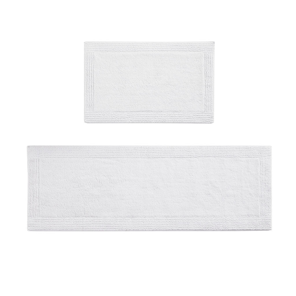 100% Cotton Tufted 3000 Gsm Reversible Bath Rug White Cotton