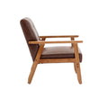 Leisure Chair With Solid Wood Armrest And Feet, Mid Century Modern Accent Chair, For Living Room Bedroom Studio Chair Brown Pu Pu Leather