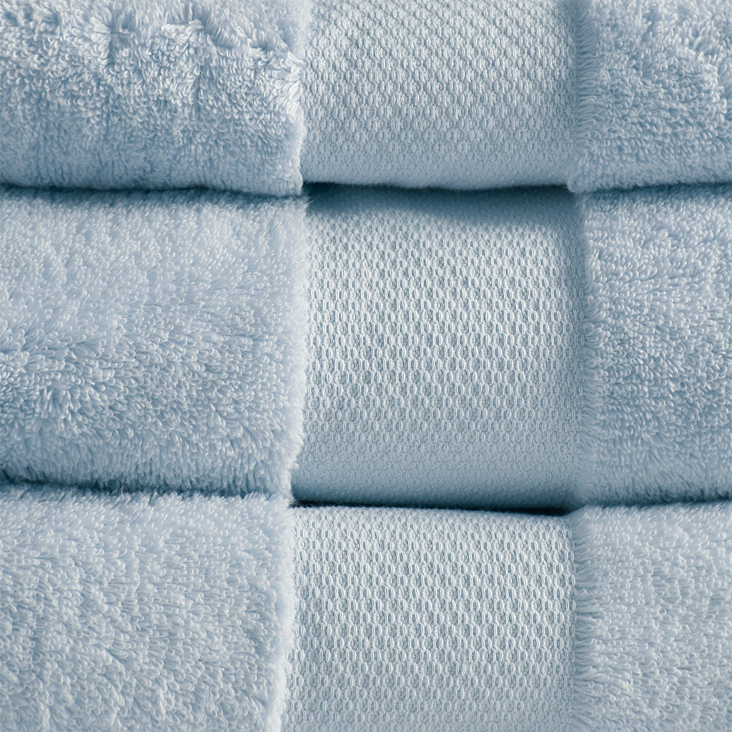 Cotton 6 Piece Bath Towel Set Light Blue Cotton