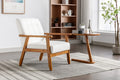 Leisure Chair With Solid Wood Armrest And Feet, Mid Century Modern Accent Chair, For Living Room Bedroom Studio Chair Beige Linen
