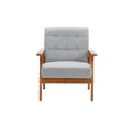 Leisure Chair With Solid Wood Armrest And Feet, Mid Century Modern Accent Chair, For Living Room Bedroom Studio Chair Light Gray Linen