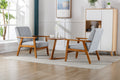 Accent Chairs Set Of 2 With Side Table, Mid Century Modern Accent Chair, Wood And Fabric Armchairs Side Chair, Lounge Reading Comfy Arm Chair For Living Room, Bedroom, Office Light Gray Polyester