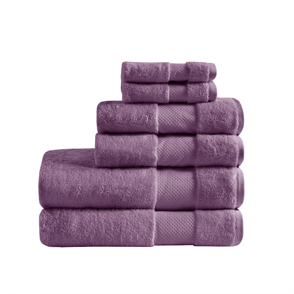 Cotton 6 Piece Bath Towel Set Purple Cotton