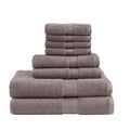 100% Cotton 8 Piece Antimicrobial Towel Set Brown Cotton