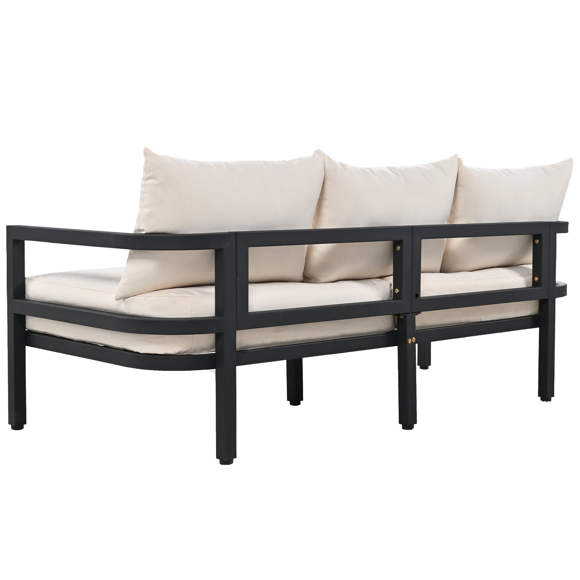 Multi Person Outdoor Steel Sofa Set, Waterproof, Anti Rust And Anti Uv, Suitable For Gardens And Lawns Beige Steel