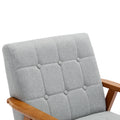 Accent Chairs Set Of 2 With Side Table, Mid Century Modern Accent Chair, Wood And Fabric Armchairs Side Chair, Lounge Reading Comfy Arm Chair For Living Room, Bedroom, Office Light Gray Polyester