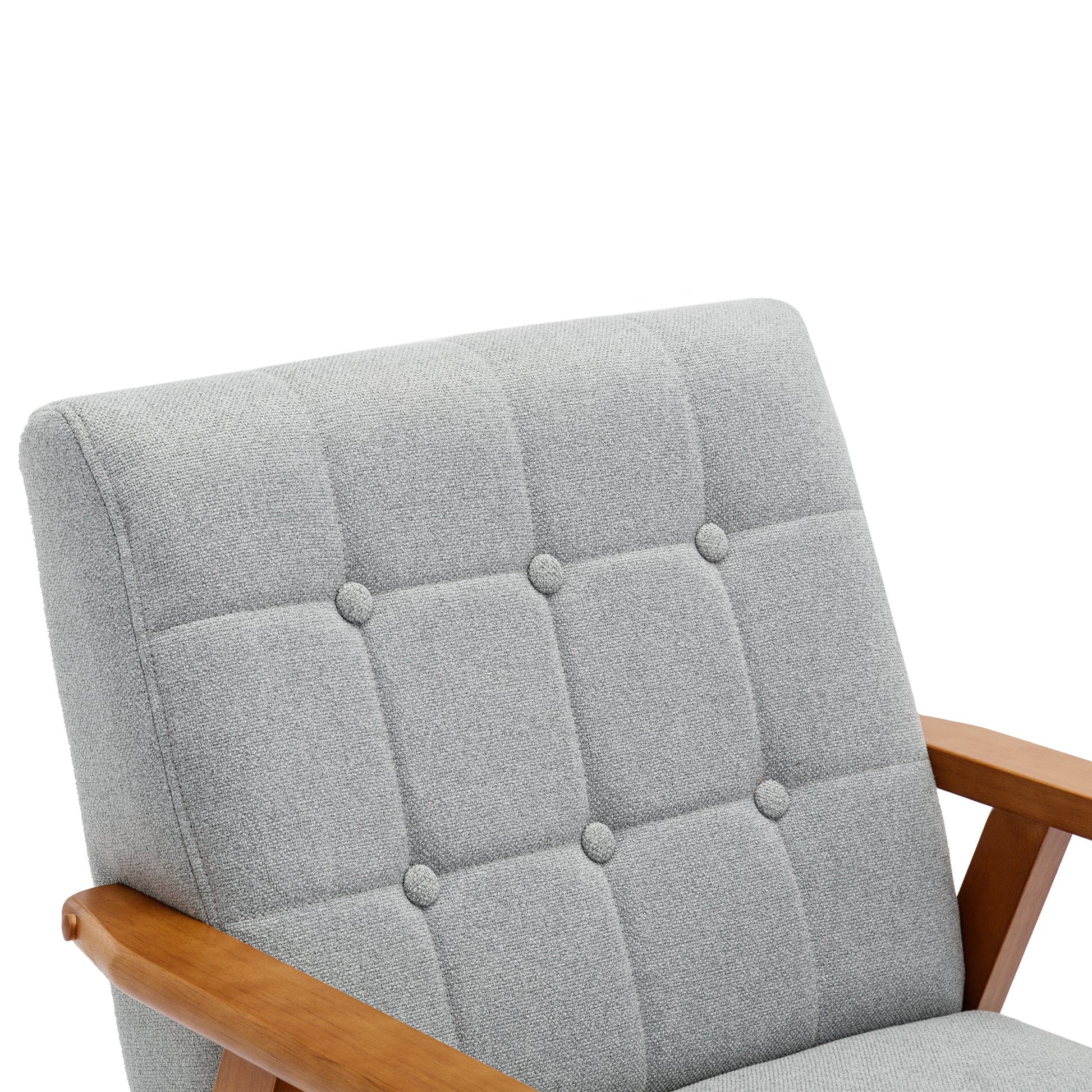 Accent Chairs Set Of 2 With Side Table, Mid Century Modern Accent Chair, Wood And Fabric Armchairs Side Chair, Lounge Reading Comfy Arm Chair For Living Room, Bedroom, Office Light Gray Polyester