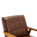 Leisure Chair With Solid Wood Armrest And Feet, Mid Century Modern Accent Chair, For Living Room Bedroom Studio Chair Brown Pu Pu Leather