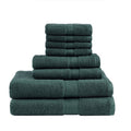 100% Cotton 8 Piece Antimicrobial Towel Set Dark Green Cotton