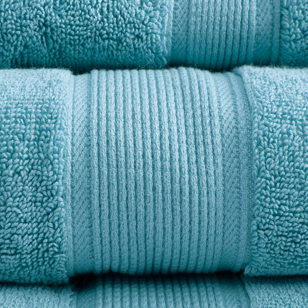 100% Cotton 8 Piece Antimicrobial Towel Set Aqua Cotton