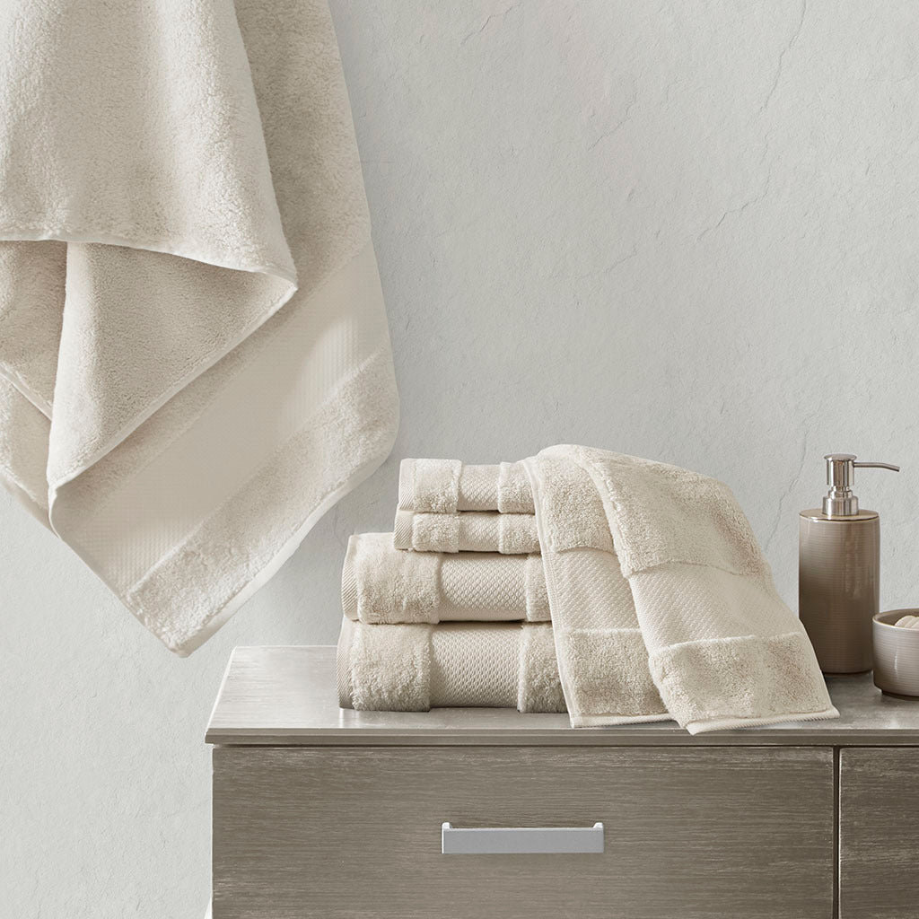 Cotton 6 Piece Bath Towel Set Natural Cotton