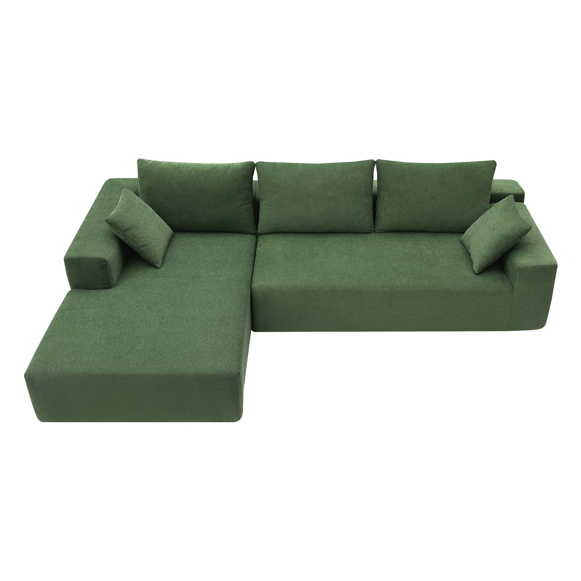 109*68" Modular Sectional Living Room Sofa Set, Modern Minimalist Style Couch, Upholstered Sleeper Sofa For Living Room, Bedroom, Salon, 2 Pc Free Combination, L Shape, Green Green Foam Chenille 4 Seat