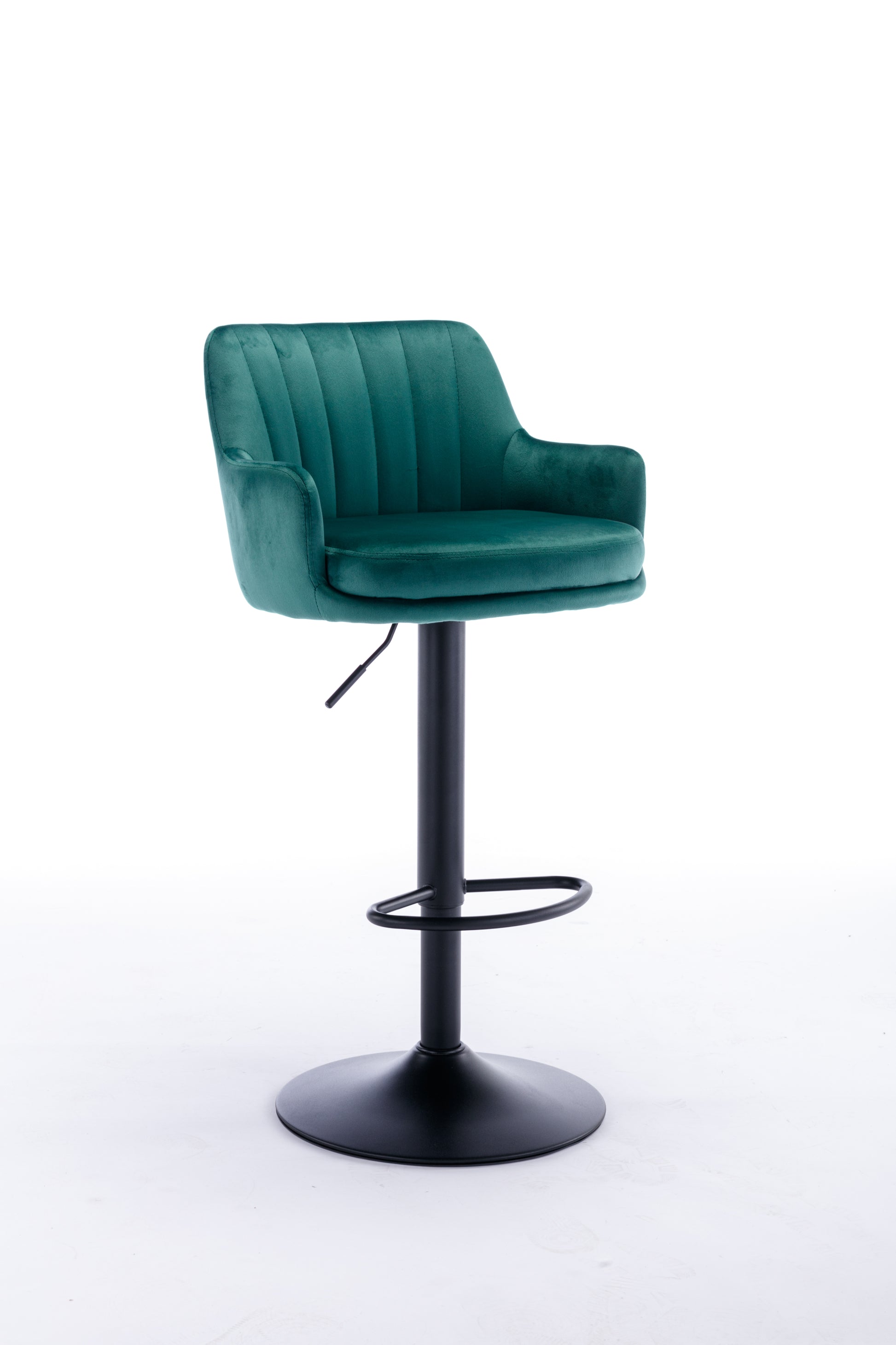 Bar Stools Set Of 2 Adjustable Barstools With Back And Footrest, Counter Height Bar Chairs For Kitchen, Pub Green Green Foam Fabric