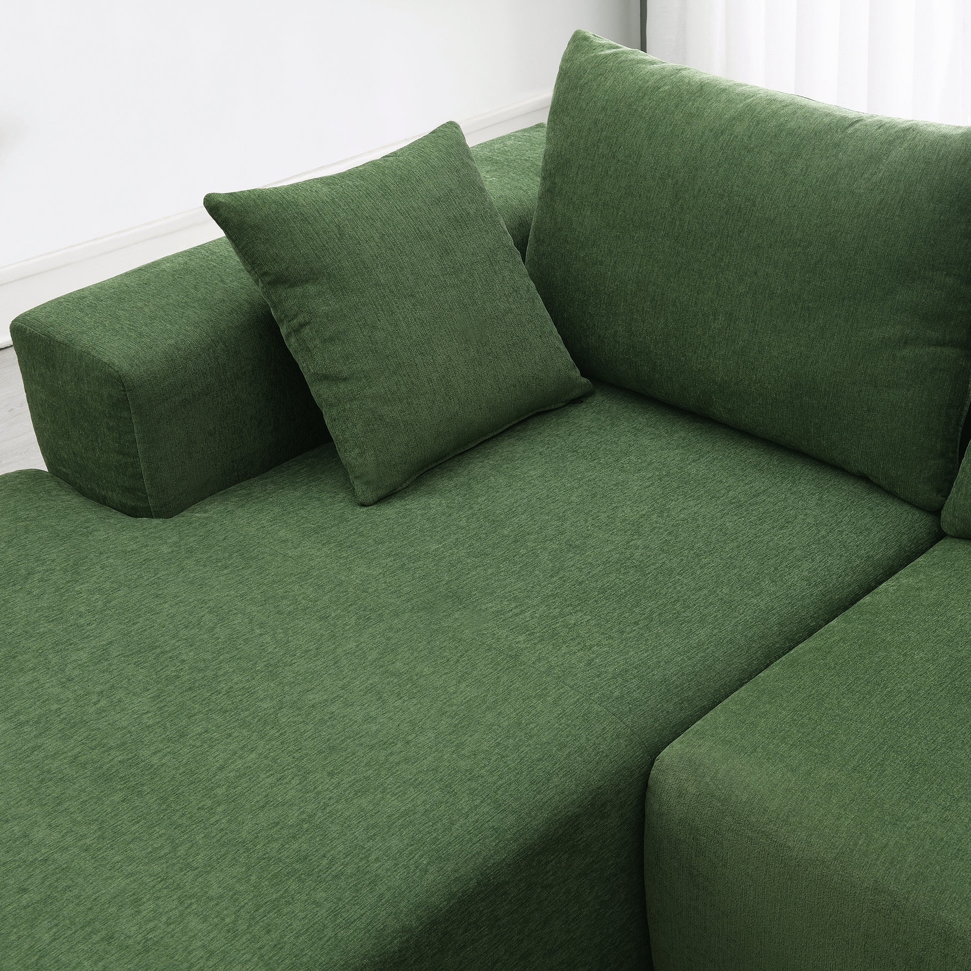 109*68" Modular Sectional Living Room Sofa Set, Modern Minimalist Style Couch, Upholstered Sleeper Sofa For Living Room, Bedroom, Salon, 2 Pc Free Combination, L Shape, Green Green Foam Chenille 4 Seat