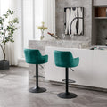 Bar Stools Set Of 2 Adjustable Barstools With Back And Footrest, Counter Height Bar Chairs For Kitchen, Pub Green Green Foam Fabric