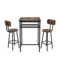 Bar Table, Equipped With 2 Bar Stoolswith Backrest And Partition Rustic Brown Brown Seats 2 Mdf