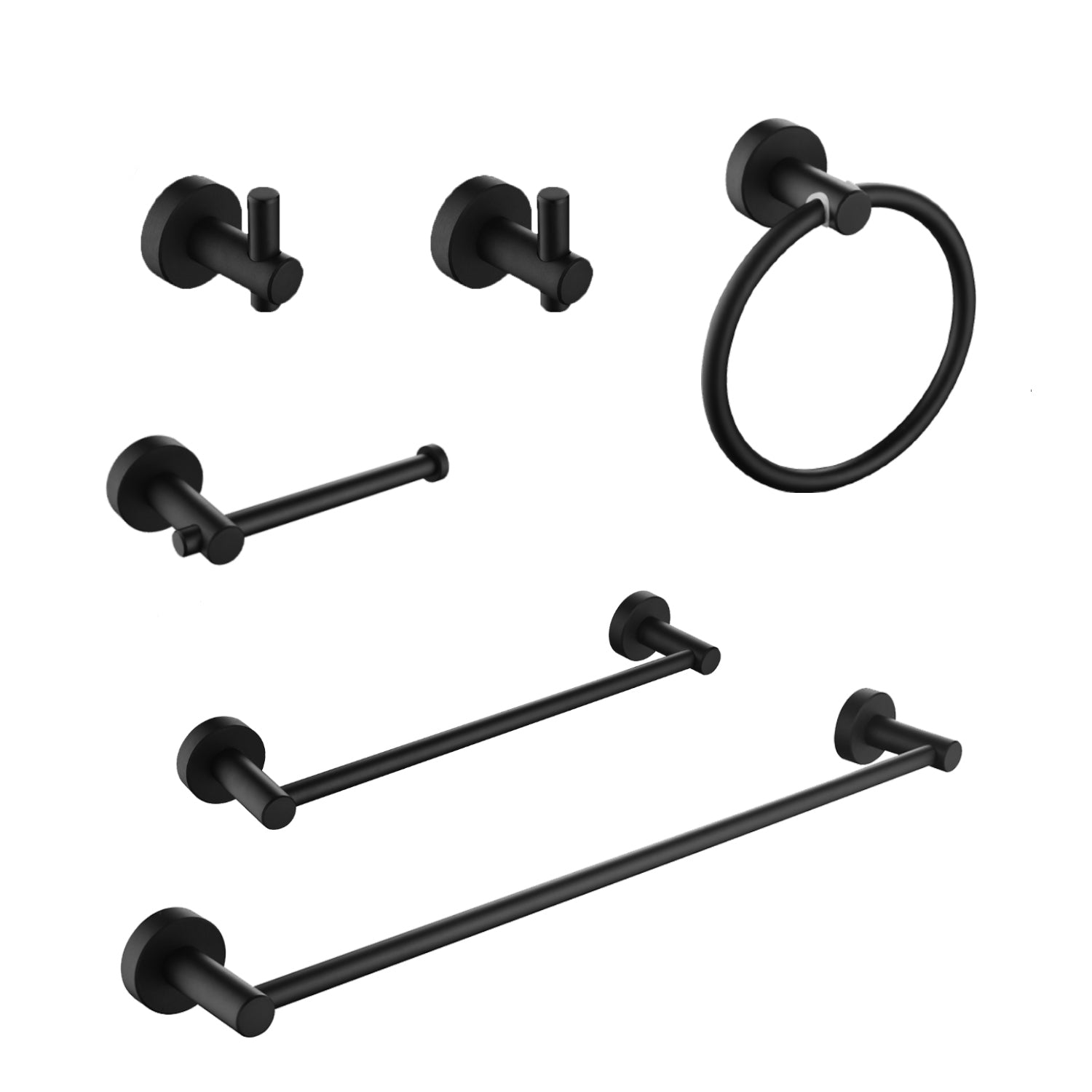 6 Piece Bathroom Towel Rack Set Wall Mount Matt Black Aluminium