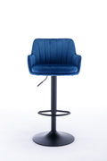 Bar Stools Set Of 2 Adjustable Barstools With Back And Footrest, Counter Height Bar Chairs For Kitchen, Pub Blue Blue Foam Fabric