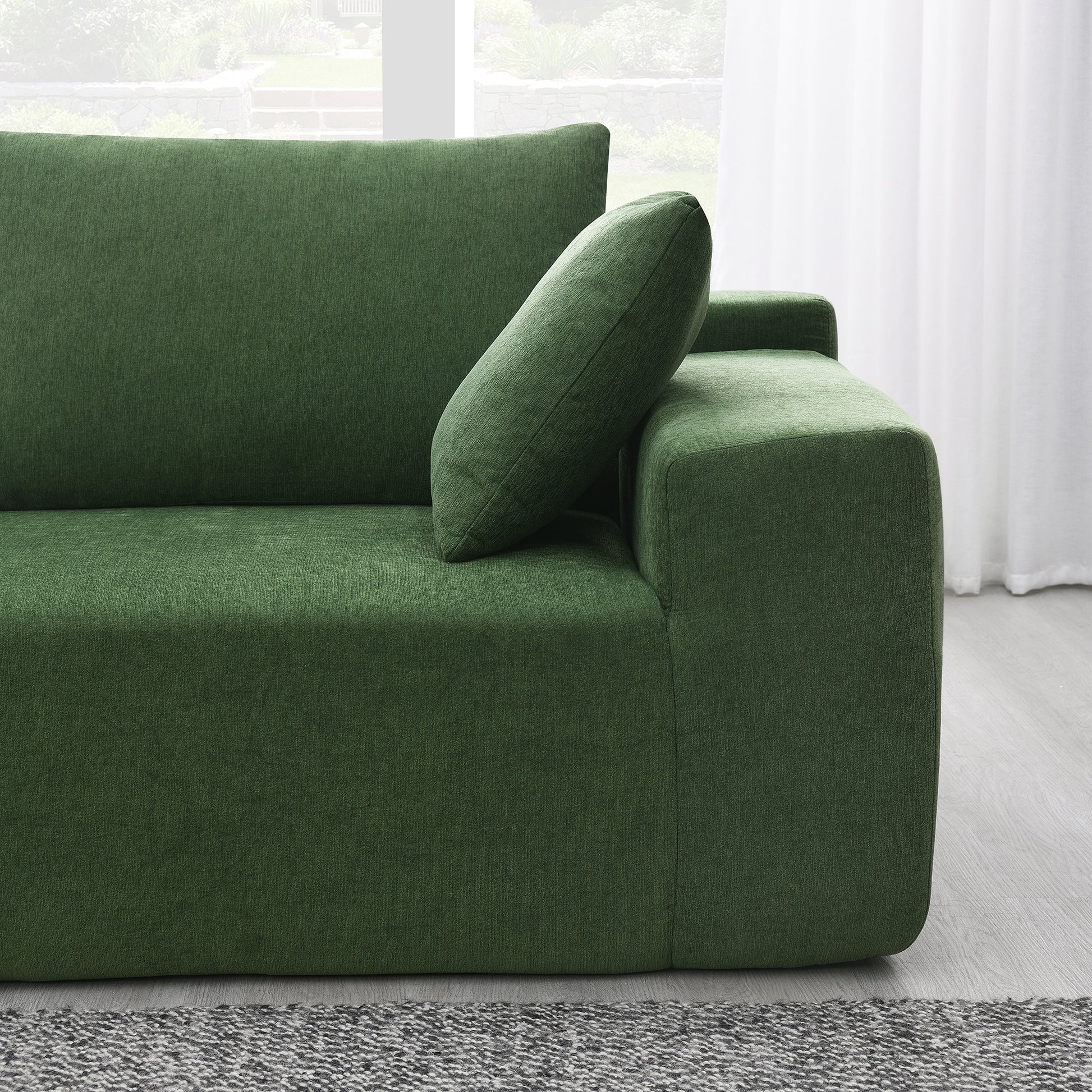 109*68" Modular Sectional Living Room Sofa Set, Modern Minimalist Style Couch, Upholstered Sleeper Sofa For Living Room, Bedroom, Salon, 2 Pc Free Combination, L Shape, Green Green Foam Chenille 4 Seat