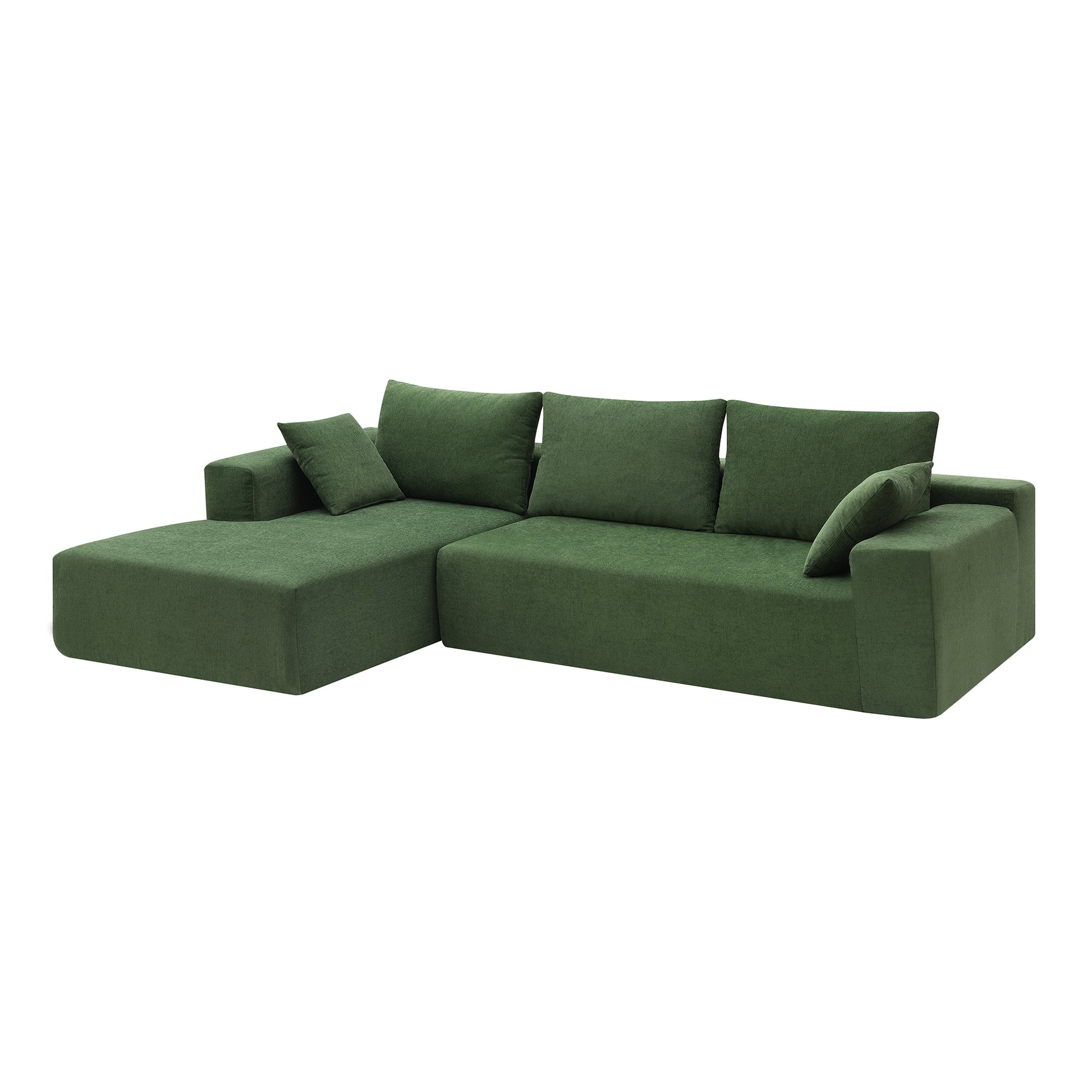 109*68" Modular Sectional Living Room Sofa Set, Modern Minimalist Style Couch, Upholstered Sleeper Sofa For Living Room, Bedroom, Salon, 2 Pc Free Combination, L Shape, Green Green Foam Chenille 4 Seat