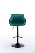 Bar Stools Set Of 2 Adjustable Barstools With Back And Footrest, Counter Height Bar Chairs For Kitchen, Pub Green Green Foam Fabric