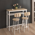 Bar Table, Equipped With 2 Bar Stoolswith Backrest And Partition Beige Beige Seats 2 Mdf