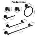 6 Piece Bathroom Towel Rack Set Wall Mount Matt Black Aluminium