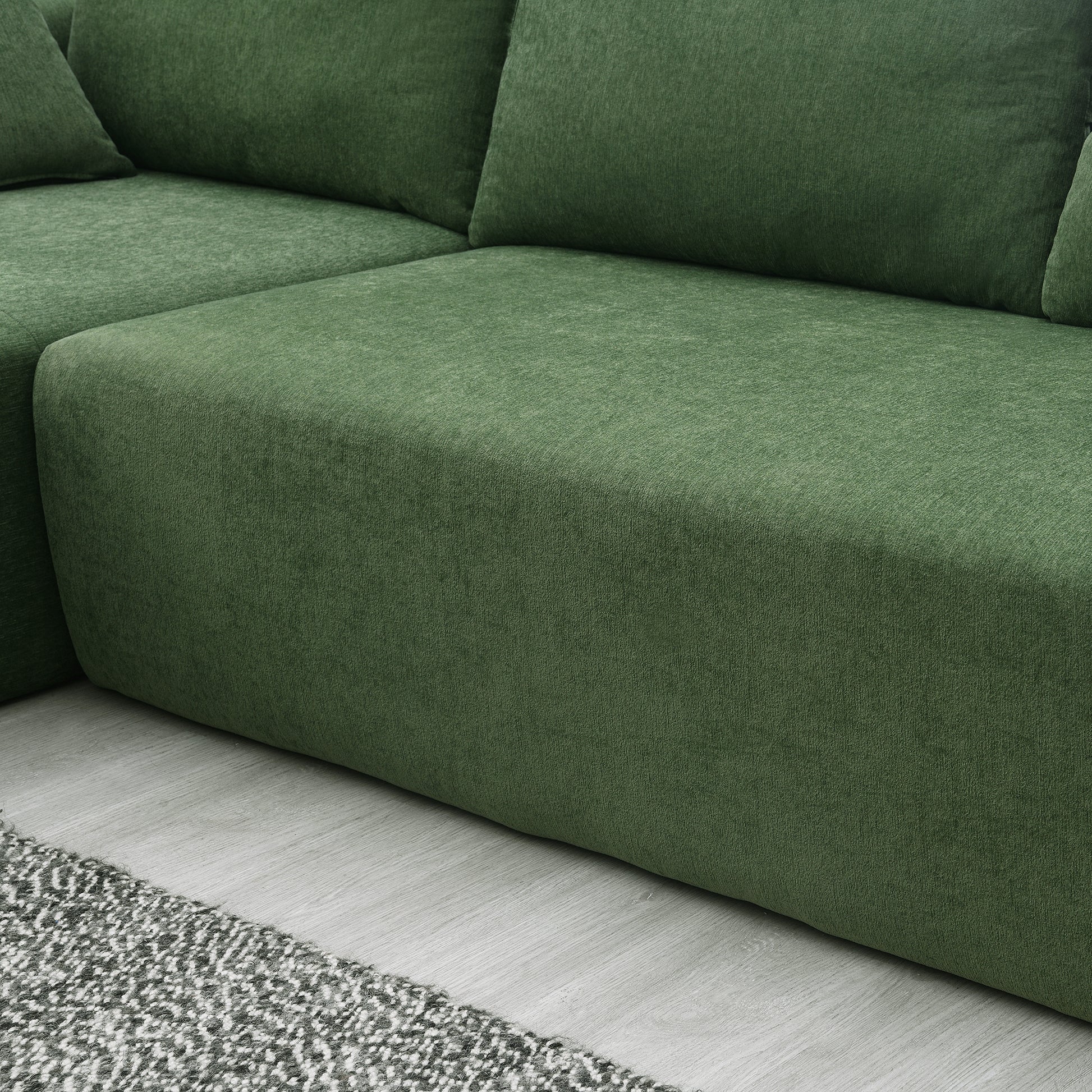 109*68" Modular Sectional Living Room Sofa Set, Modern Minimalist Style Couch, Upholstered Sleeper Sofa For Living Room, Bedroom, Salon, 2 Pc Free Combination, L Shape, Green Green Foam Chenille 4 Seat