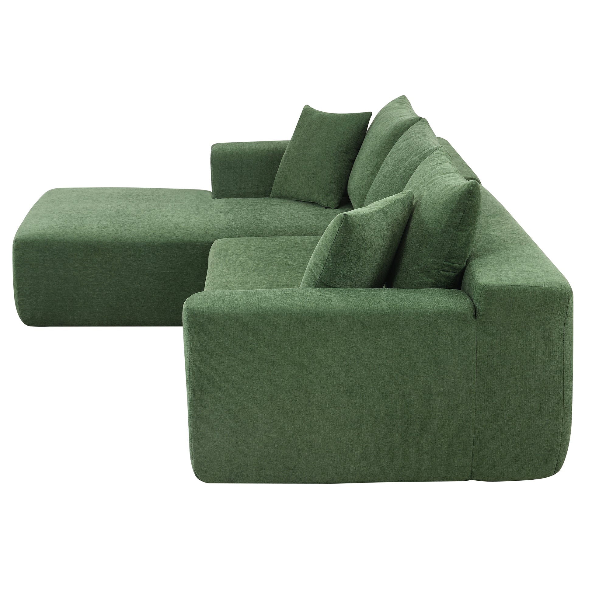 109*68" Modular Sectional Living Room Sofa Set, Modern Minimalist Style Couch, Upholstered Sleeper Sofa For Living Room, Bedroom, Salon, 2 Pc Free Combination, L Shape, Green Green Foam Chenille 4 Seat