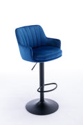 Bar Stools Set Of 2 Adjustable Barstools With Back And Footrest, Counter Height Bar Chairs For Kitchen, Pub Blue Blue Foam Fabric