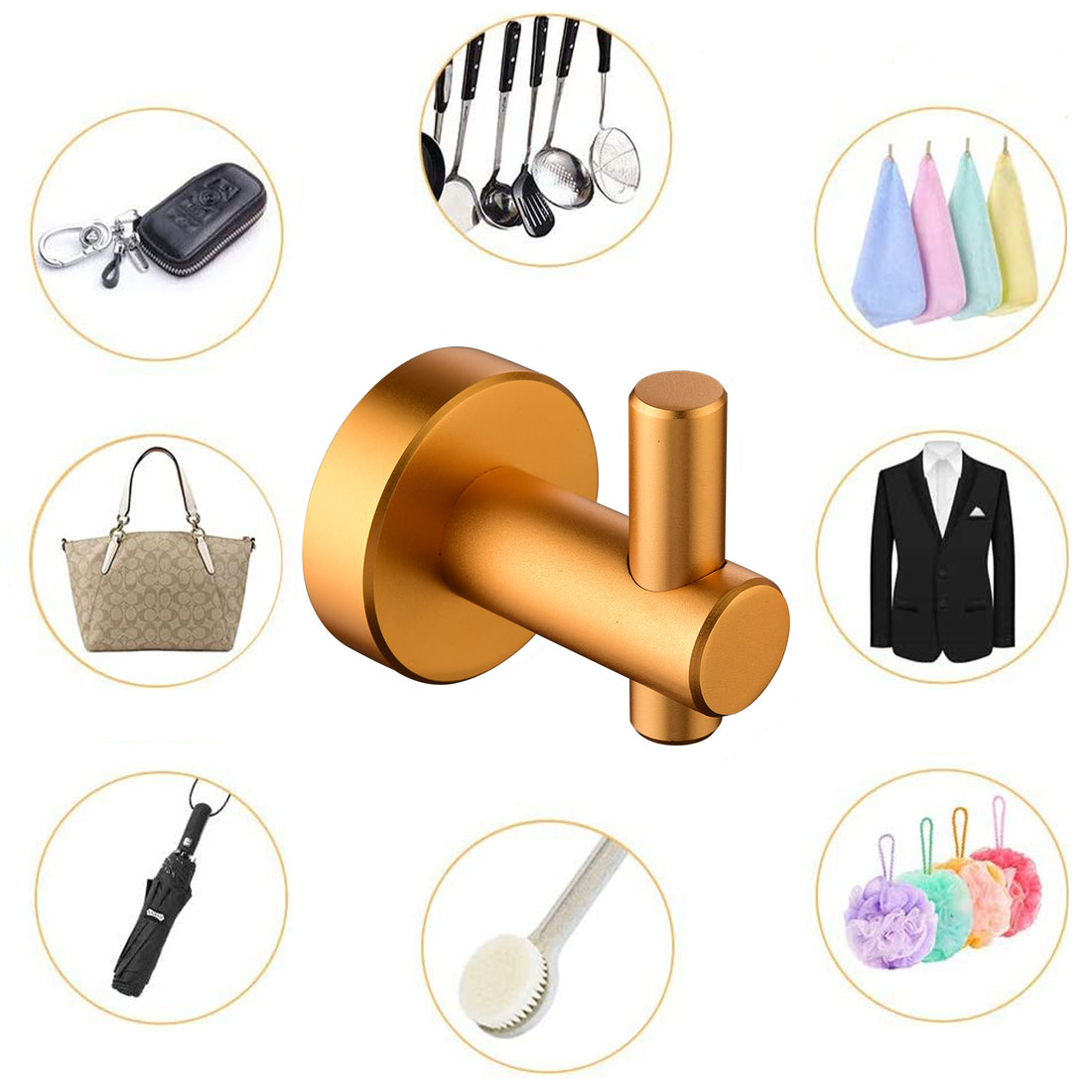 6 Piece Bathroom Towel Rack Set Wall Mount Brushed Gold Aluminium