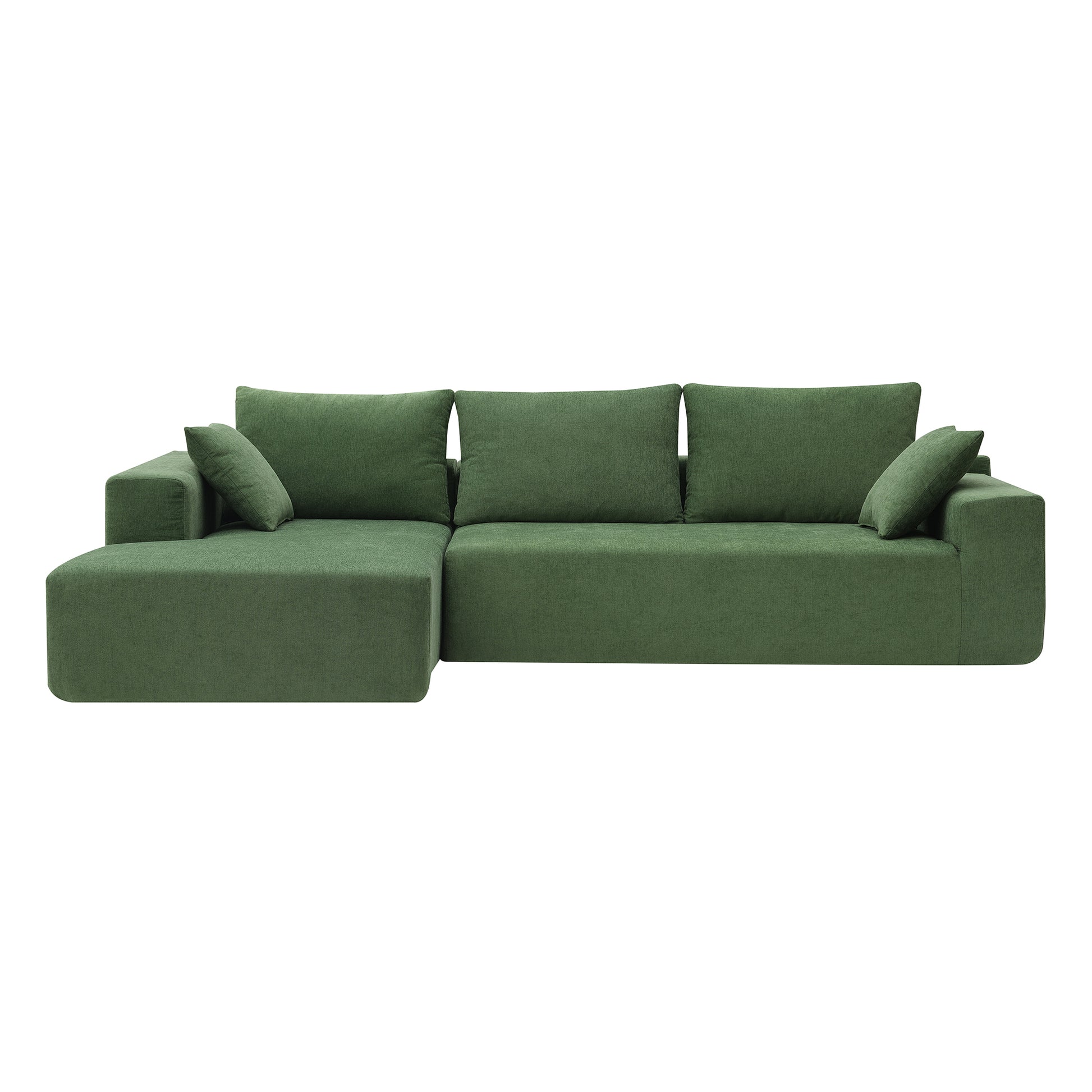 109*68" Modular Sectional Living Room Sofa Set, Modern Minimalist Style Couch, Upholstered Sleeper Sofa For Living Room, Bedroom, Salon, 2 Pc Free Combination, L Shape, Green Green Foam Chenille 4 Seat