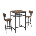 Bar Table, Equipped With 2 Bar Stoolswith Backrest And Partition Rustic Brown Brown Seats 2 Mdf