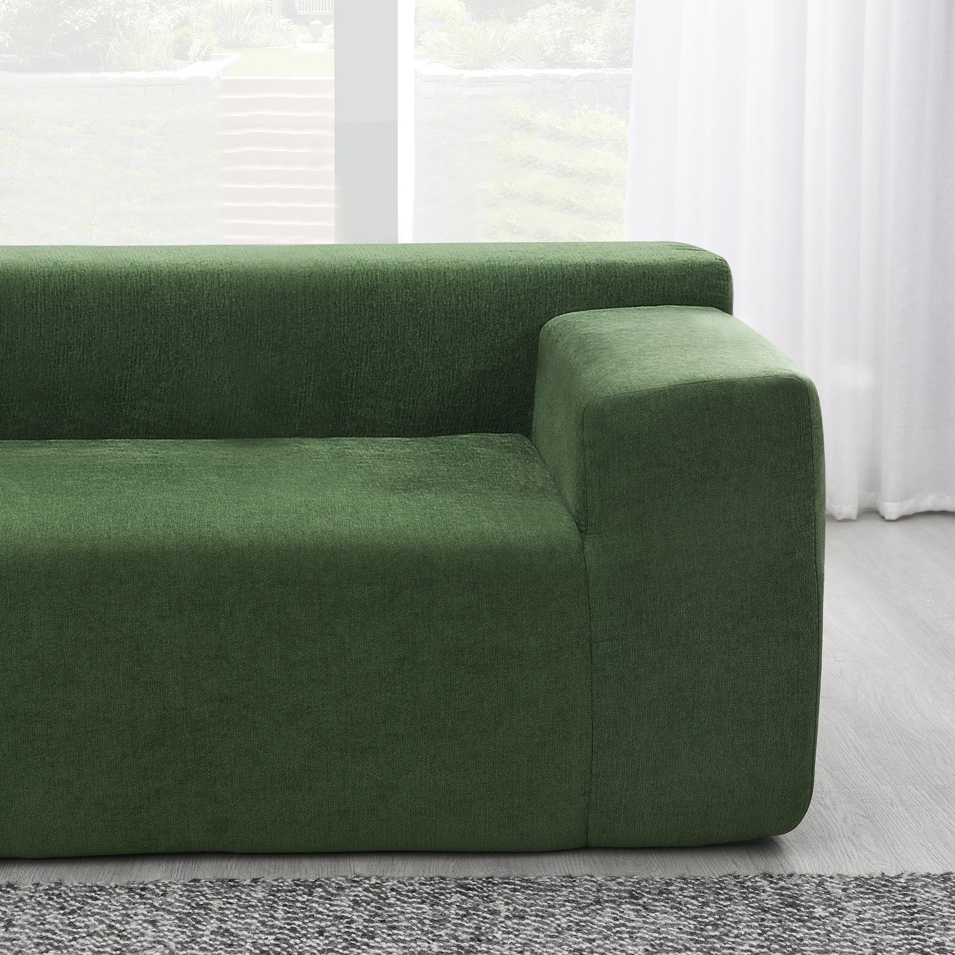 109*68" Modular Sectional Living Room Sofa Set, Modern Minimalist Style Couch, Upholstered Sleeper Sofa For Living Room, Bedroom, Salon, 2 Pc Free Combination, L Shape, Green Green Foam Chenille 4 Seat