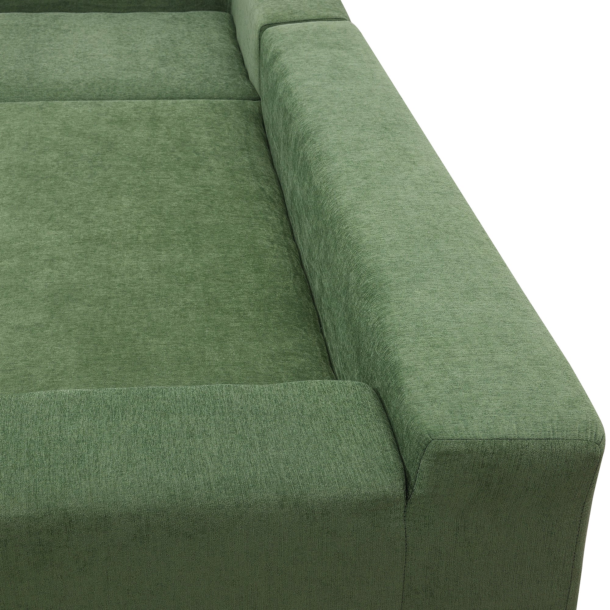 109*68" Modular Sectional Living Room Sofa Set, Modern Minimalist Style Couch, Upholstered Sleeper Sofa For Living Room, Bedroom, Salon, 2 Pc Free Combination, L Shape, Green Green Foam Chenille 4 Seat