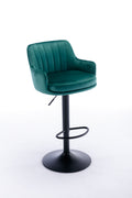 Bar Stools Set Of 2 Adjustable Barstools With Back And Footrest, Counter Height Bar Chairs For Kitchen, Pub Green Green Foam Fabric