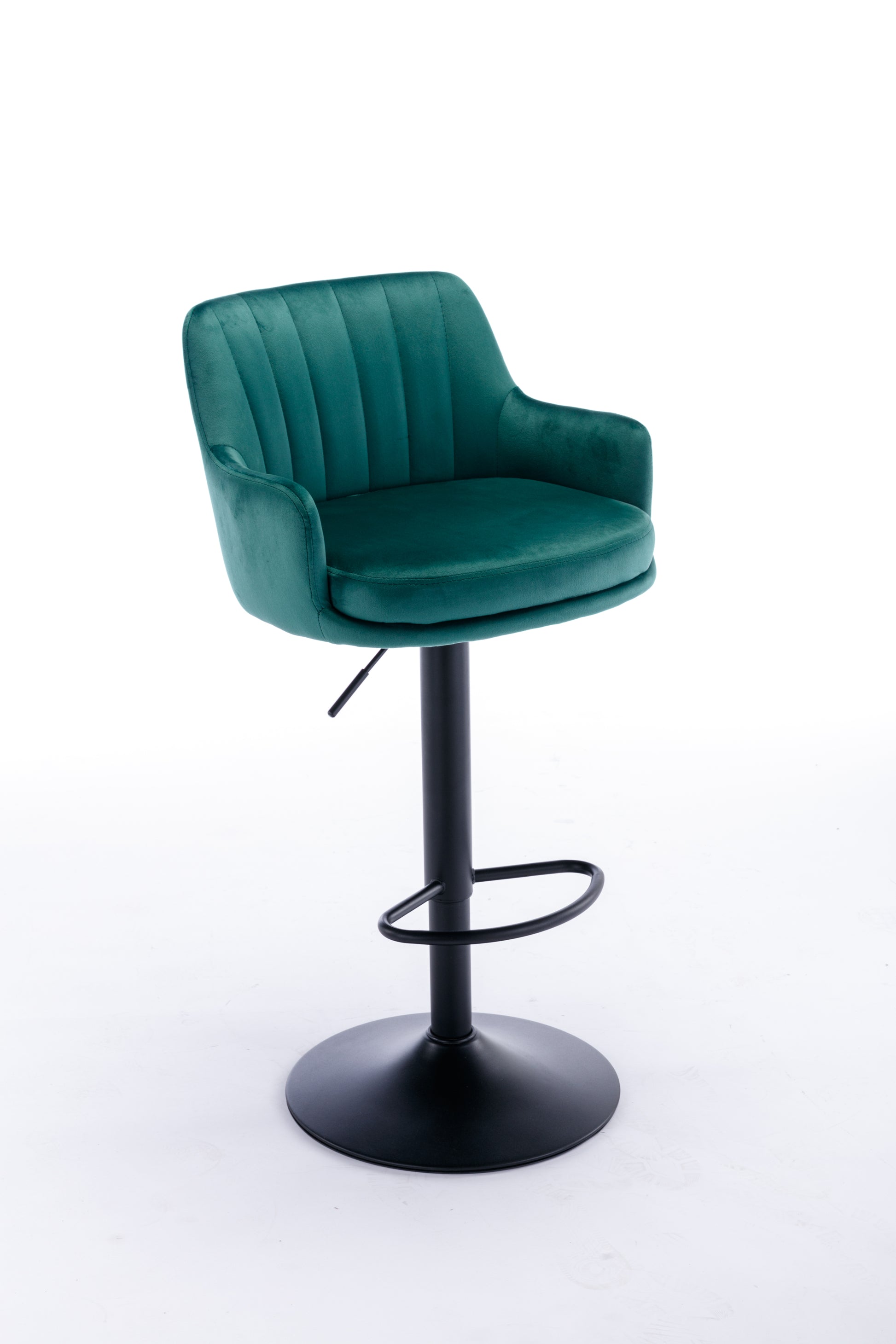 Bar Stools Set Of 2 Adjustable Barstools With Back And Footrest, Counter Height Bar Chairs For Kitchen, Pub Green Green Foam Fabric