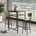 Bar Table, Equipped With 2 Bar Stoolswith Backrest And Partition Rustic Brown Brown Seats 2 Mdf