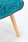 Modern Patchwork Accent Chair With Solid Wood Armrest And Feet, Mid Century Modern Accent Sofa, Fabric Sofa Chair For Living Room Bedroom Studio, Comfy Side Armchair For Bed Antique Blue Foam Linen