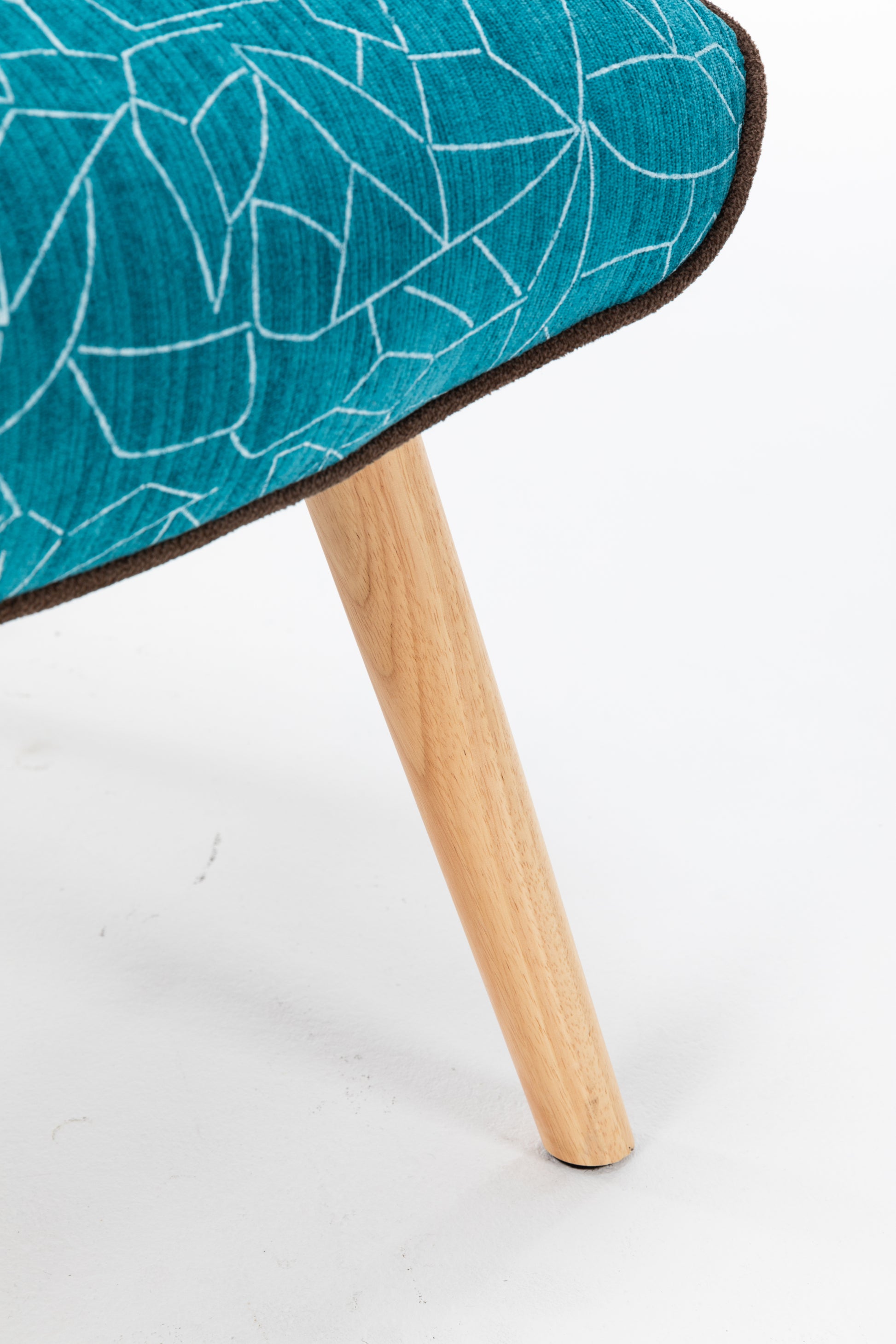 Modern Patchwork Accent Chair With Solid Wood Armrest And Feet, Mid Century Modern Accent Sofa, Fabric Sofa Chair For Living Room Bedroom Studio, Comfy Side Armchair For Bed Antique Blue Foam Linen