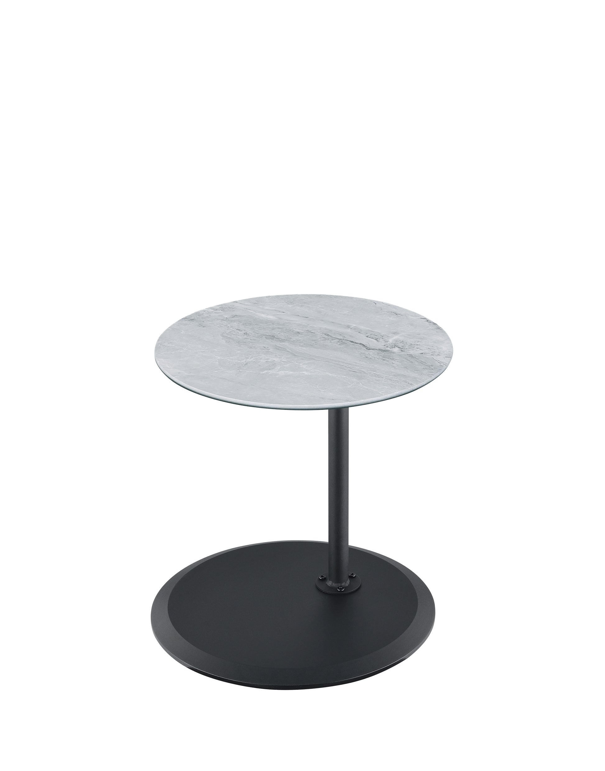 Orbit 15.5" End Table With Height Adjustable Gray Marble Textured Top Gray Glass