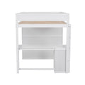 Wood Full Size Loft Bed With Wardrobes And 2 Drawer Desk With Cabinet, White White Solid Wood Mdf