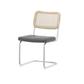 Set Of 2, Leather Dining Chair With High Density Sponge, Rattan Chair For Dining Room, Living Room, Bedroom, Gray Gray Pu