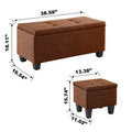 Video Large Storage Ottoman Bench Set, 3 In 1 Combination Ottoman, Tufted Ottoman Linen Bench For Living Room, Entryway, Hallway, Bedroom Support 250Lbs Brown Fabric