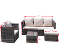 Rattan Patio Furniture Set Wicker Sofa Cushioned Sectional Furniture Set Garden Patio Sofa Set 4 Pieces, Brown Brown Rattan