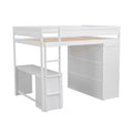 Wood Full Size Loft Bed With Wardrobes And 2 Drawer Desk With Cabinet, White White Solid Wood Mdf