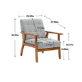Accent Chairs Set Of 2 With Side Table, Mid Century Modern Accent Chair, Wood And Fabric Armchairs Side Chair, Lounge Reading Comfy Arm Chair For Living Room, Bedroom, Office Light Gray Polyester