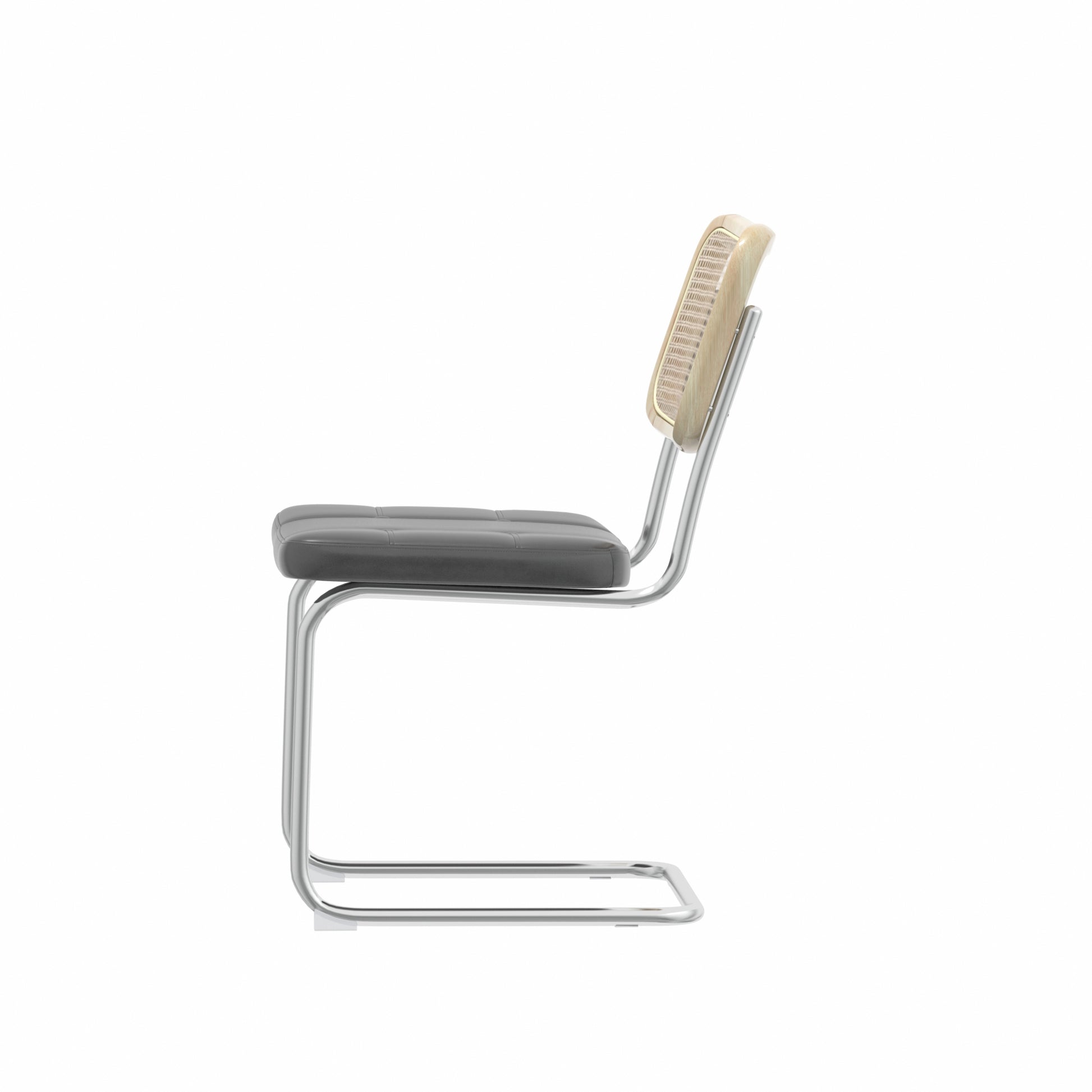 Set Of 2, Leather Dining Chair With High Density Sponge, Rattan Chair For Dining Room, Living Room, Bedroom, Gray Gray Pu