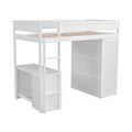 Wood Twin Size Loft Bed With Wardrobes And 2 Drawer Desk With Cabinet, White White Solid Wood Mdf